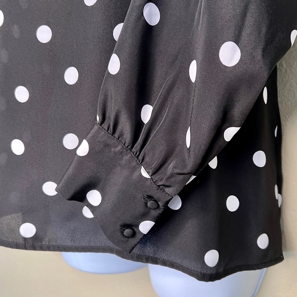 J CREW Black & White Polka Dot Long-Sleeve Blouse - 91541 - Sz S - Picture 3 of 9